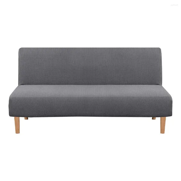 Couvre-chaise Coupure de canapé sans bras en polaire Couleur de lit solide Big Elastic Pliage sans accoudoir de décoration de meubles