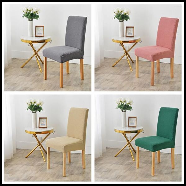 Housses de chaise couverture polaire salle à manger couleur unie housse élastique résistant à la saleté lavable Table à manger siège maison