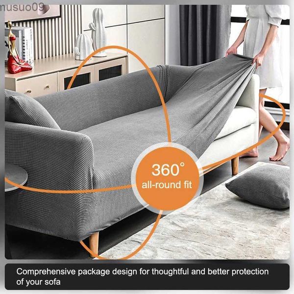 Fundas para sillas Funda de sofá elástica de lana polar para sala de estar Sillón Tela de rejilla de maíz barata Funda protectora para sofá Decoración para el hogar Envío gratuito