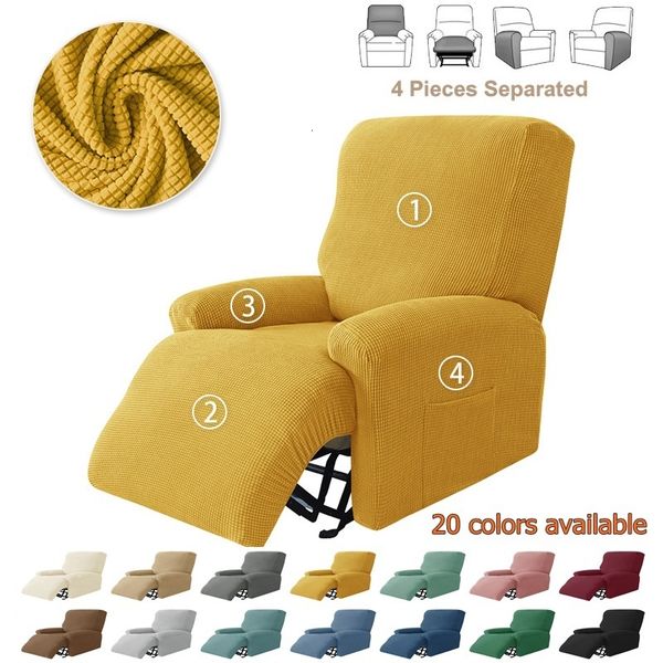 Housses de chaise Polar Fleece Recliner Cover Sofa Slipcovers Lavable Pet Single Couch Lazy Boy Fauteuil Solid Color 4Pcs Split 230711
