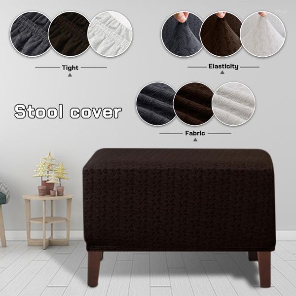 Housses de chaise Polyester pouf canapé tabouret couverture élastique maison meubles étui anti-poussière repose-pieds repose-pieds Rectangle housses