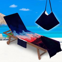 Housses de chaise imprimer microfibre transat plage couverture serviette séchage rapide piscine inclinable bain de soleil paresseux avec poche