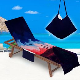 Stoelhoezen afdrukken microfiber zonlounder strand deksel handdoek snel drogen zwembad achterover luiaren lui met zak