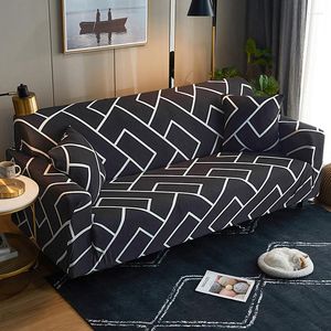 Stoelhoezen bedrukte stretch bank cover voor woonkamer chaise longue anti-skid zacht wasbaar 1 2 3 4-zits creatief zwart geometrisch