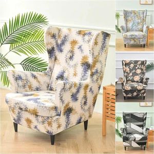 Stoelhoezen bedrukte vleugel stretch wingback fauteuil slipcover met zitkussen deksel elastische afneembare bank meubels beschermer