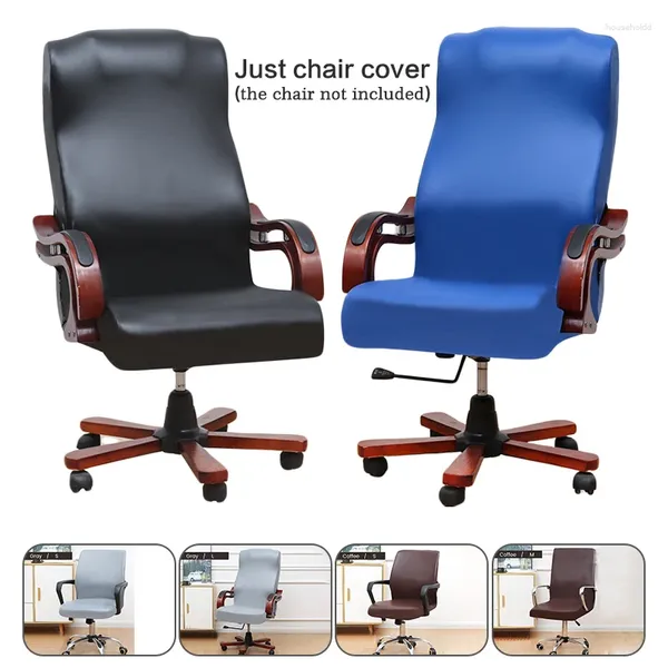 Cubiertas de silla PU Sillón de cuero Cubierta Color Sólido Aceite Impermeable Oficina Jefe Asiento Hogar Computadora Protección contra el polvo