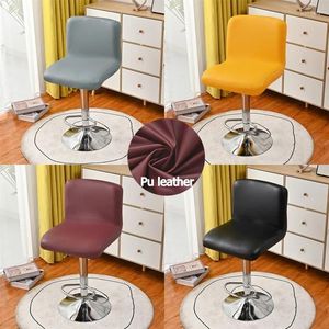 Stoelbedekkingen PU Leather Bar Stool Cover waterdichte kantoor Slipcovers Non Slip Elastic Short Back Dining Room keuken