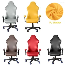 Couvre-chaise Pu Leather Gaming Cover Office Elastic Color Color Colchair Couver pour les chaises informatiques Salle de jeux d'étude