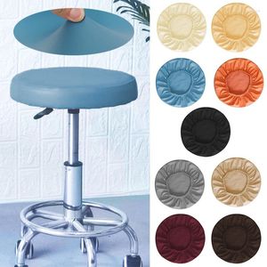 Stoelbedekkingen PU Leather Round Cover waterdichte barkruk stoel Home Eenvoudige stretch slipcover vaste kleuren