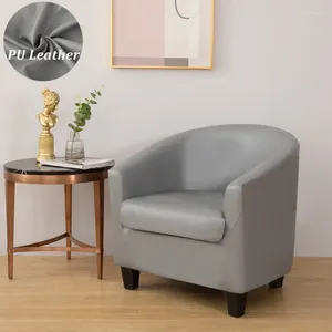 Housses de chaise en cuir PU, couleur unie, pour fauteuil de Club, imperméable, housse de baignoire avec siège, extensible, pour canapé simple, salon