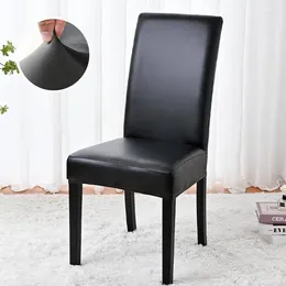 Housses de chaise en cuir PU, imperméable, résistant à l'huile, extensible, couleur unie, moderne, housse de protection pour la maison, la cuisine de mariage