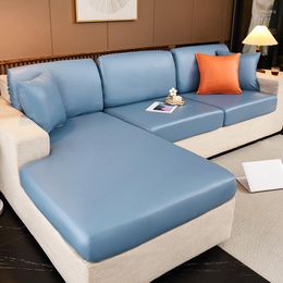 Cubiertas de silla PU Cubierta de coj￭n de sof￡ impermeable para sala de estar Solid Spandex Splintee Slip-slip-slipcover muebles anti-conducci￳n 1/2/3/4