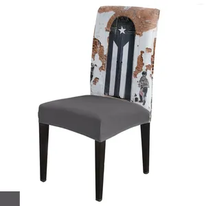 Couvriers de chaise Porto Rico Porte en bois peinture à l'huile Dining Spandex Stretch Soupt Soupt for Wedding Kitchen Banquet Party Case