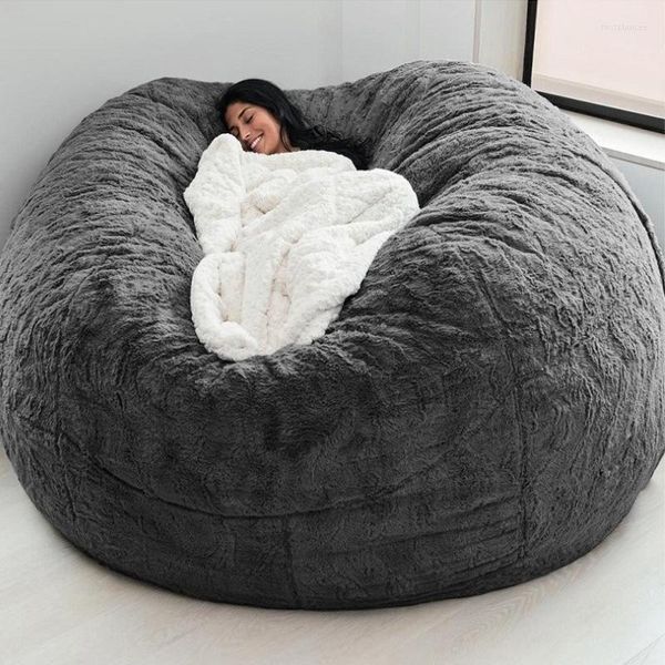 Fundas para sillas PV Velvet Beanbag Cover Sólido Reclinable Bean Bag Cojín Sofá Tatami Sala de estar