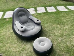 Cubiertas de silla PVC Portable Lazy Infalable Air Sofá cama con pedales de ocio modernos Inflables para la oficina al aire libre en casa