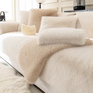 Cadeira cobre coelho pelúcia sofá capa quente toalha de inverno universal antiderrapante tapete cobertor almofada para sala de estar 231123