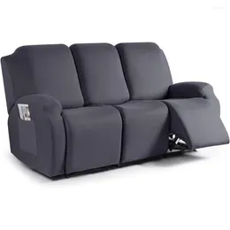 Silla cubre la tapa del sofá reclinable 3 piezas de tela de poliéster estiramiento para el sofá reclinable del asiento lavable suave con bolsillos