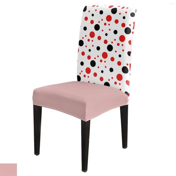 Housses de chaise à pois rouges et noirs couverture de salle à manger blanche 4/6/8 pièces Spandex élastique housse pour mariage El Banquet salle