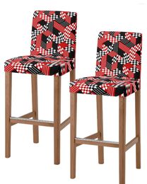 Couvre la chaise rouge noir Abstrac Abstrac Moyen Âge High arrière 2pcs Kitchen Elastic Bar tabouret Slipcover Dining Room Souge Cas