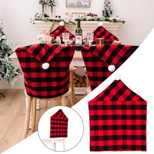 Stoelhoezen Red Black Plaid Christmas Classic Home Party Decor Seat Backing Kerstmis lay -out decoratie