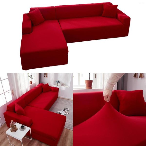 Fundas para sillas, color rojo, cuatro estaciones, tipo Universal, seda de leche, funda elástica para sofá, sofá estampado completo para funda de 3 cojines