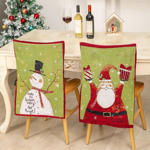 Housses de chaise rouge vert noël couverture arrière bonhomme de neige père noël réutilisable fête de fête décor à la maison pour l'année de noël