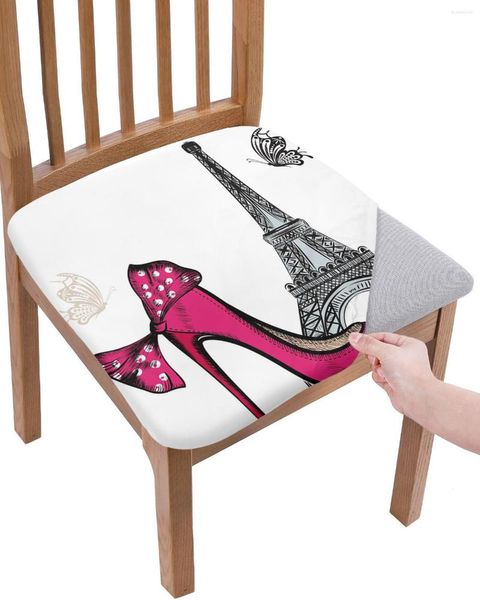 Housses de chaise rouge talons hauts tour Eiffel papillon blanc housse de siège élastique pour housses maison protecteur extensible