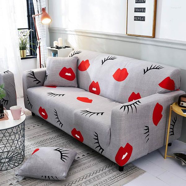 Housses de chaise lèvres rouges housse de canapé élastique coton Wrap tout compris pour salon canapé causeuse meubles protecteur