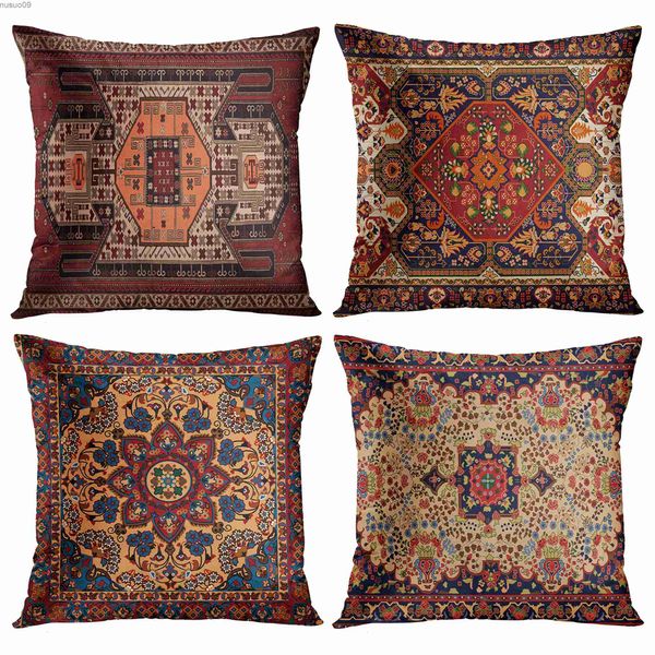 Housses de chaise motif ethnique marocain rouge pétale courte taie d'oreiller en peluche housse de coussin de canapé la décoration de la maison peut être personnalisée pour vous 40x40