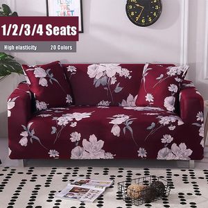 Housses de chaise housse de canapé imprimée rouge serviette florale pour salon Plaid Chenille canapé housse élastique L ShapeChair chaise chaise