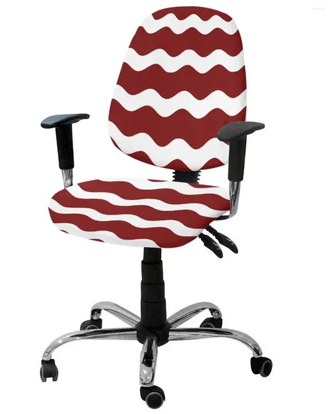 Couvre-chaises Red Ripple Waves Elastic Failchair Computer Cover Stretch Rovible Office Office Scecover Living Room Silt Split