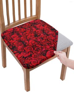 Stoelbedekkingen Red Rose Flower Wall Elasticiteit Cover Office Computer Beveiliging Beveiliging Huis Keuken Eetkamer Slipcovers