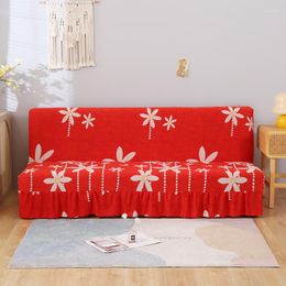 Housses de chaise housse de canapé-lit rouge avec accoudoirs élastique pliant fleur impression jupe meubles décor à la maison banc