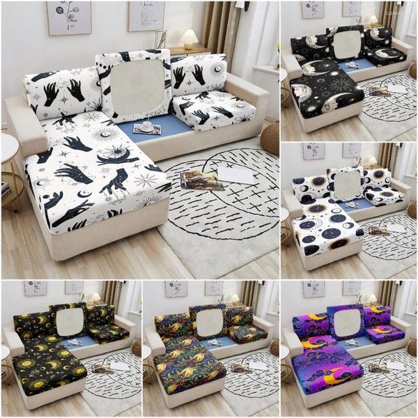 Housses de chaise rétro bohème canapé siège housse de coussin soleil lune étoiles motif pour salon élastique housse canapé animaux de compagnie