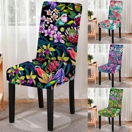 Couvre-chaises Retro Elastic Flower Bird Print Dining Cover Strech Scech Slipcover Seat For Kitchen Tabinet Protecteur DÉCOR HOME