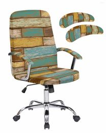 Couvre-chaise Retro Wood Board Texture Office Elastic Cover Gaming Computer Ordinkair Protector siège