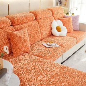 Stoelbedekkingen Rose Velvet Dikke Sofa Cover Non-Slip Pluche Ultra-Soft Corner Couch Slipcover 1/2/3/4 Seater Furniture Protector