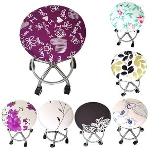 Stoelhoezen Round Cover Bar Stool Home Slipcover Floral Gedrukte elastische antidirty stoel