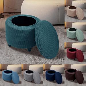 Stoelbedekkingen Ronde voetenbank Cover Stretch Opslag Ottoman Stool voetsteunen Slipcovers Pouffe Dust proof