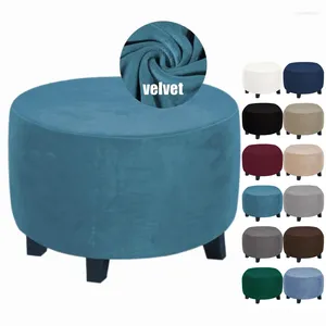 Cubiertas de silla Cubierta de taburete otomano redondo Reposapiés de terciopelo súper suave Funda de asiento con todo incluido Sala de estar Dormitorio