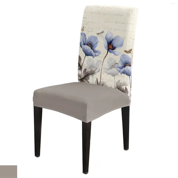 Housses de chaise rustique Vintage fleur bleue libellule couverture pour siège de cuisine salle à manger housses extensibles Banquet El maison