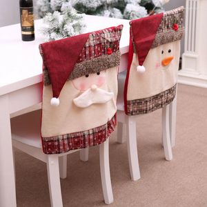 Fundas para sillas Santa Claus muñeco de nieve cubierta bordada para Navidad cocina cena mesa decoración trasera