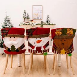 Stoelhoezen Santa -clausule Red Hat Decoratief Kerstmis tafel feest Home Decoraton stoffen stoelen omslag