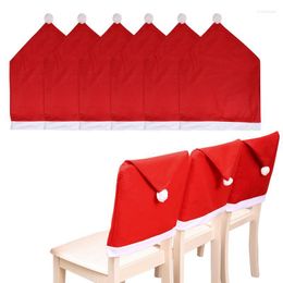 Housses de chaise Santa Hat Back 6pcs Non-Woven Fabrics Cover Red Claus Slipcovers For Christmas Banquet Holiday