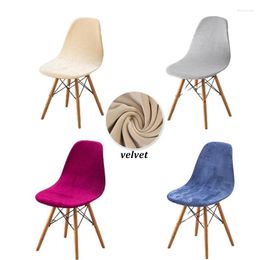 Housses de chaise en velours scandinave, extensible, doux, dossier court, lavable, siège élastique, couleur unie