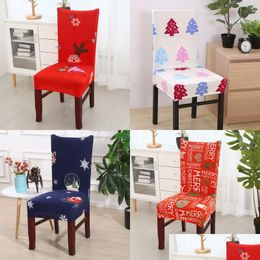 Housses de chaise Siège Er Fleur de Noël Père Noël El Chaise de salle à manger Ers Bureau résistant à l'humidité Gaming 8Xz G2 Drop Livraison Maison Jardin T Dhql2