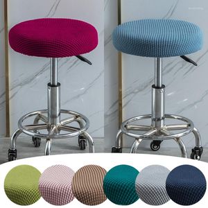 Housses de chaise housse de siège épaissie couverture ronde tabouret de bar élastique extensible doux lavable coussin