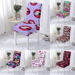 Stoelhoezen sexy lippen print eetklep cartoon rode stoel voor bruiloft banket feest afneembare slipcover 1 pcc