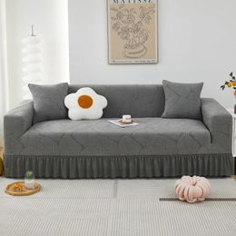 Couvre-chaises Shaece Leaf Jacquard Jupe plissée Set Sofa Cover Living Room Four Seasons Disponible