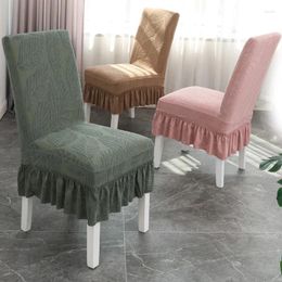 Couvre-chaises jupe courte couleur unie couverture mode élastique maison cuisine El fête de mariage décorations de salle à manger